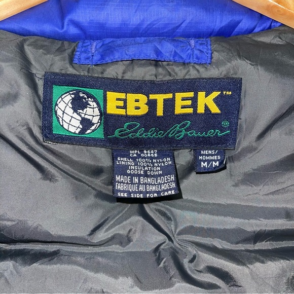 Eddie Bauer Vest Men's Size Medium Blue Black‎ EBTEK Vintage Puffy Down Filled - Picture 8 of 11